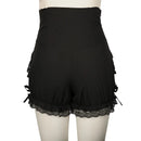 Lace Ruffles Shorts Lace Up Black Women Bloomers Gothic Punk Girls Shorts