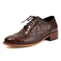 Female Round Toe Block Heels Lace Up Leisure Office Lady Shoes
