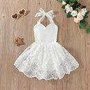 Infant Baby Girl Romper Dress Lace Tie-Up Halter Neck Sleeveless Backless Clothing Summer Casual Newborn Girl Princess Jumpsuits