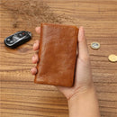 Genuine Leather Wallet Vintage  Men's Purse Card Holder With Zipper Coin Pocket Bag