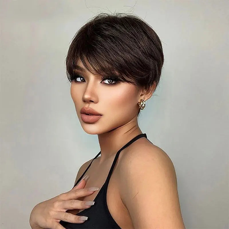 Woman with styled hair against a plain background, Obroi