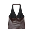 Spice Girls Backless Halter Faux Leather Tops