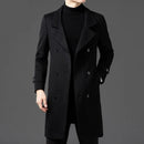 Winter Wool Jacket Men Light Luxury Long Woolen Trench Coats Thick Soft Warm Overcoat Man
