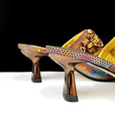 Rhinestone Metal Design Strange High Heel Style Peep Toe Shoes and Bag Set