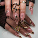 24pcs Baroque Star Moon False Nails European Spice Girls Press on Nails