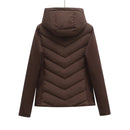 Autumn Winter Women's Elegant Patchwork Hooded Air Cotton Jackets Lady Slim Fit Parkas Coats