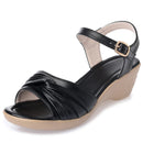 Sandals Women Wedge Soft Leather Women Summer Sandals Mid Heel Sandals Woman