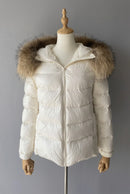 Women's Down Jacket Winter Thicken Warm White Duck Down Coat With Real Fur Collar Ladies Hooded Jacket