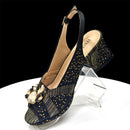 Luxurious Italian Women's Party Shoe and Bag Set – Elegant Black Rhinestone Peep-Toe High Heels Sandals