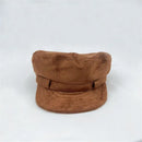 Retro Brown Suede Winter Military Cap Men Women Flat Newsboy Cap Autumn Belt Ribbon Visor Hat