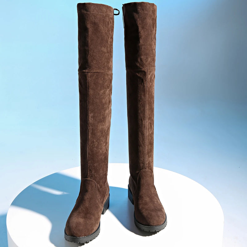 Women Boots Winter Over The Knee Boots Comfort Lace Up High Heels Shoes Boots