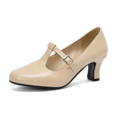 Women T-strap Pumps Round Toe High Heels 6cm Office Ladies Shoes Spring
