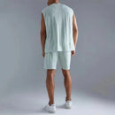 Spring Summer Knitted Short Sleeve T-shirt and Shorts Male Two Piece Set Streetwear Casual