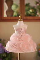 Pink floral dress on a mannequin with a blurred background, Obroi