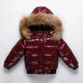 Winter Kids Boys Parka Down Jackets Waterproof Shiny Real Fur Thicken Warm Boys Outerwear Coat Outfit