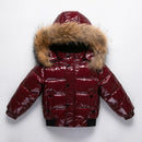 Winter Kids Boys Parka Down Jackets Waterproof Shiny Real Fur Thicken Warm Boys Outerwear Coat Outfit