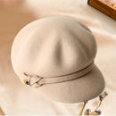 Wool octagonal hat for women in autumn and winter cap for women
