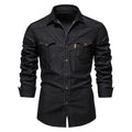 Denim Shirt Men Long Sleeve Thin Casual Cowboy Shirts For Men Casual Slim Fit Mens Vintage