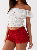 Women Mini Shorts Low Waist Ruffle Frill Bloomers Summer Lounge Pajamas Shorts