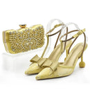 Women Shoes and Bag Set Decorated with Rhinestone Wedding Shoes Bride Shoe and Bags Set for Party