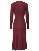 Knitted Cardigan Dresses for Women Round Neck Spliced Single Breasted Dresses Female