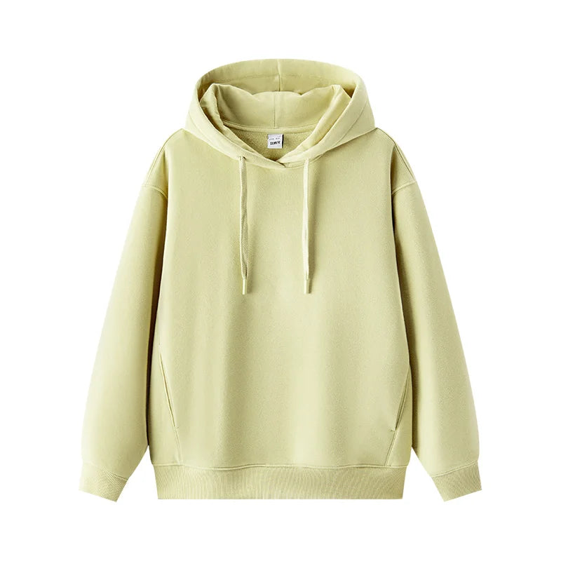 Hoodie Women Fleece Lined Thermal Antibacterial Loose Fit Solid Color Winter Casual Pullover