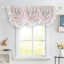 Pink Floral Lace Ruffled Sheer Balloon Curtain Light Filtering