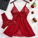 Lingerie Women's Underwear See Through Sleepwear Lace Nightdress And Panty Pijamas Sets Female Nighty