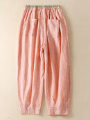 Women Pants Summer Solid Elastic Waist Harem Pants  Female Trousers