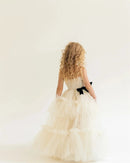 Flowers A-Line Girl Dresses Wedding Party Dress for Kids Sleeveless Pleat Bow Girls Prom Gowns Customized