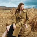 Elegant Solid Color French Hollow Out Windproof Warm Loose Stylish Trench Coat for Women with Belt