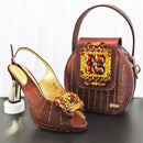 Quality Decorated With Rhinestone Bride Ladies Shoes And Matching Bag Set Italian High Heels Shoes And Bag Set