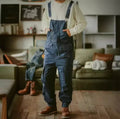 Straight Tube Multi Pocket Work Overalls Men Hip-hop Jumpsuit Couple Suspender Pants