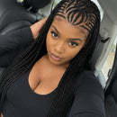 36" Box Braided Wig Artistic Tribal Cornrow wigs Pattern Long Knotless Braids Wig Full Lace Braiding Hair for Women