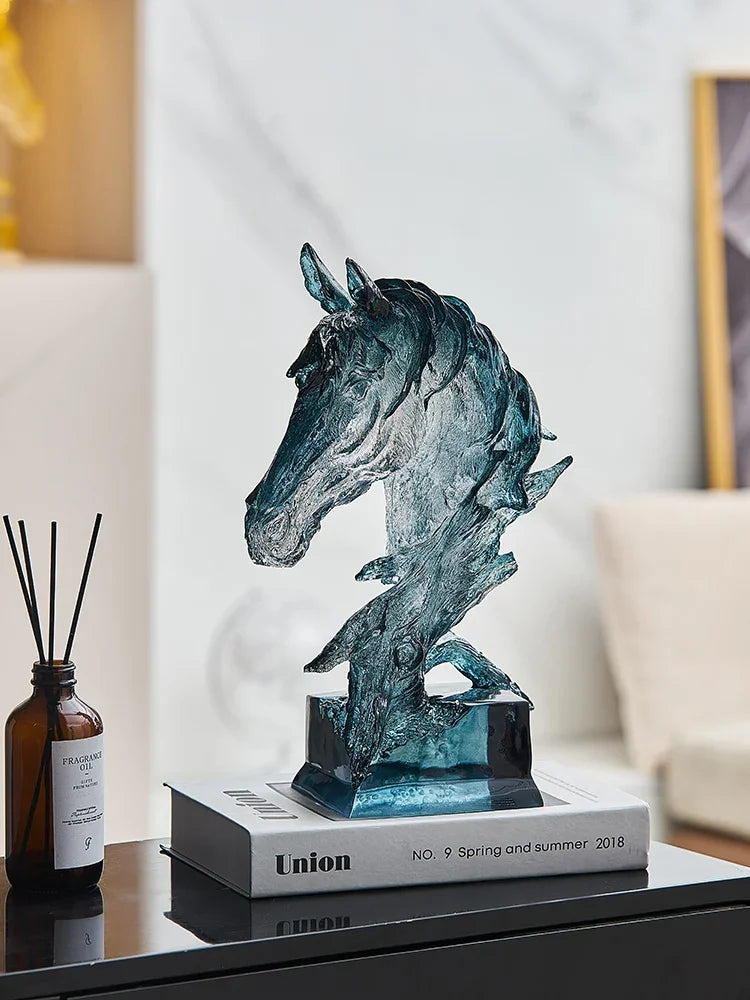 Luxury Home Decor Transparent Resin Horse Statues Modern Nordic Art Indoor Desktop Decoration Accessories Crafts