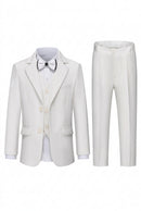 Gentleman Kids White Suit Children Slim Jacket Vest Pants Dress Boys
