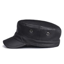 Genuine Leather Cap Men Flat Caps Warm Army Military Hat British Vintage Leather Hat