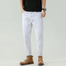 Men White Jeans Simple Casual Clothing Stretch Loose Trousers Pants