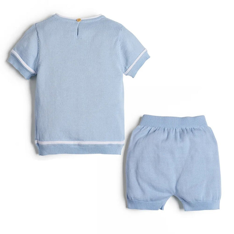 Baby Boys Clothing Autumn Kids Blue Knitted Sweater Shirt Short Pants Children Pullover & Shorts Infant Knitwear