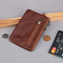 Genuine Leather Unisex Purse Coin Purse Vintage Zipper Short Key Wallet Men Women Small Card Holder Wallet
