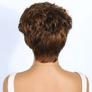 Back view of a person with short, wavy brown hair on a white background, Obroi