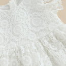 Summer Infant Baby Toddler Girl Casual Dress Flying Sleeve Lace Floral Beach Dresses Princess Daily Children Clothes