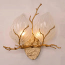 Light Luxury Wall Lamp for Rural Living Room Retro Bedroom Bedside High-end Two Leaf Wall Lamp