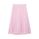 Women Skirt Summer Pink Pleated Midi Skirt slim Casual and versatile Fresh