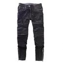 Men Genuine Leather Motorcycle Biker Pants Slim Fit Suede Leather Riding Trousers Casual Straight Pants