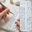 12 Grids Aurora Iridescence Conch Shells Star Nail Charms Summer DIY Nail Art Accessory Decorations