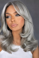 Women with Bangs Covering Their White Hair and a Thin Invisible Replacement Piece for Their Hair
