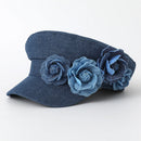 Elegant Flat Top Navy Hat Student Hat Small Crowned Face Small Sunshade Hat