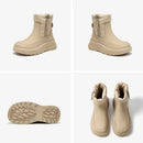 Snow Boots Women Genuine Leather Round Toe Non-Slip  Waterproof Solid Neutral Winter Ladies Shoes Handmade