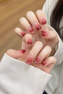 10pcs Pure Hand Pressed Short Coffin Nail Art Beautiful Nails Sparkling Elegant And Charming